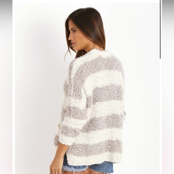 Free People Marshmallow Sweater Cardigan Ivory/Grey Size XS - Picture 4 of 14